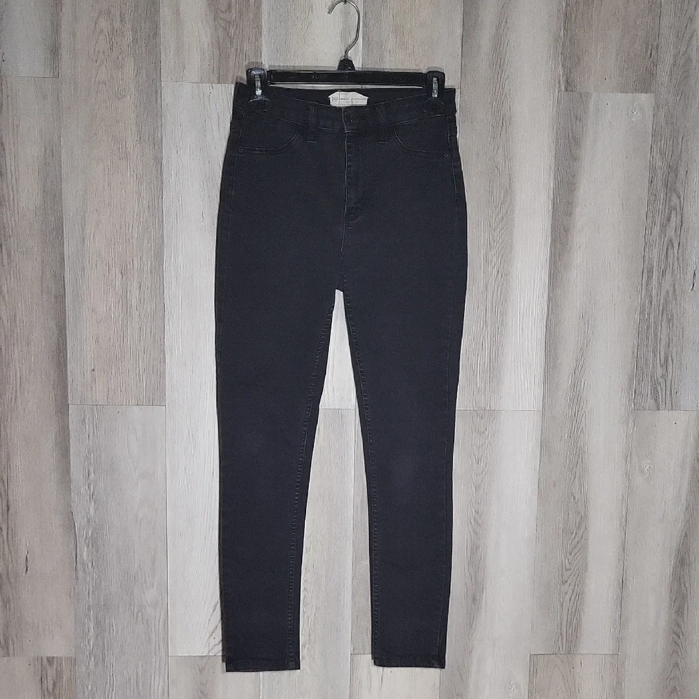 Free‎ People Womens 27R Jeans Skinny Tapered Leg Black Denim Fitted Casual
